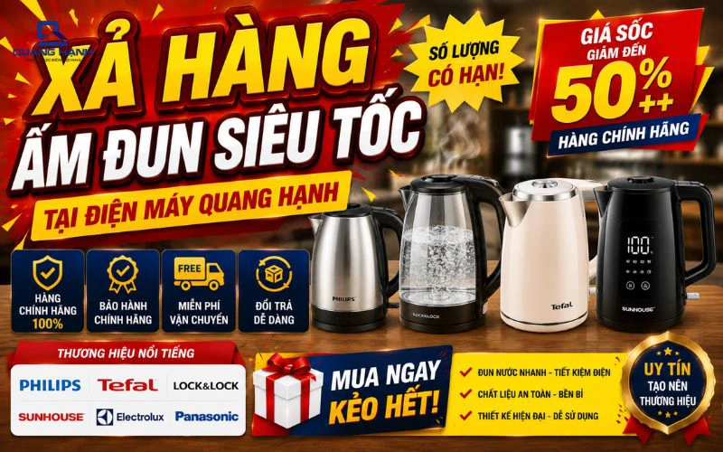 Xả Hàng Ấm Đun Siêu Tốc Chính Hãng -  Giảm Tới 50%