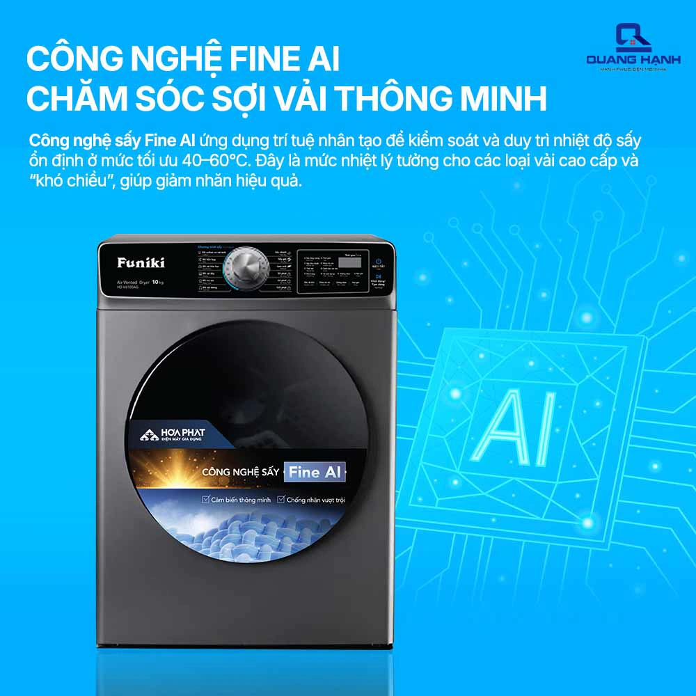 Máy sấy thông hơi Funiki HD V6100AG 10kg QH247599 2