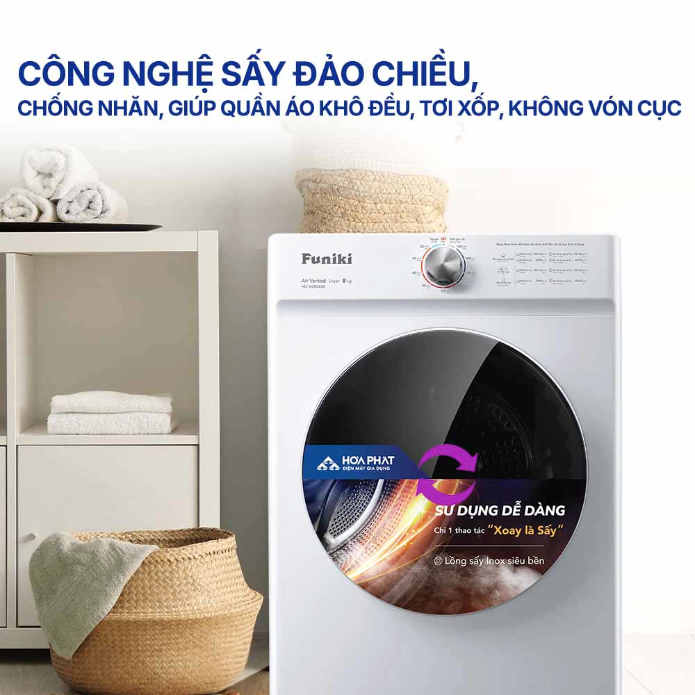 Máy sấy thông hơi Funiki HD V680AW 8kg QH247648 5
