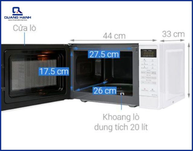 Kích thước lò vi sóng phổ biến theo từng dung tích