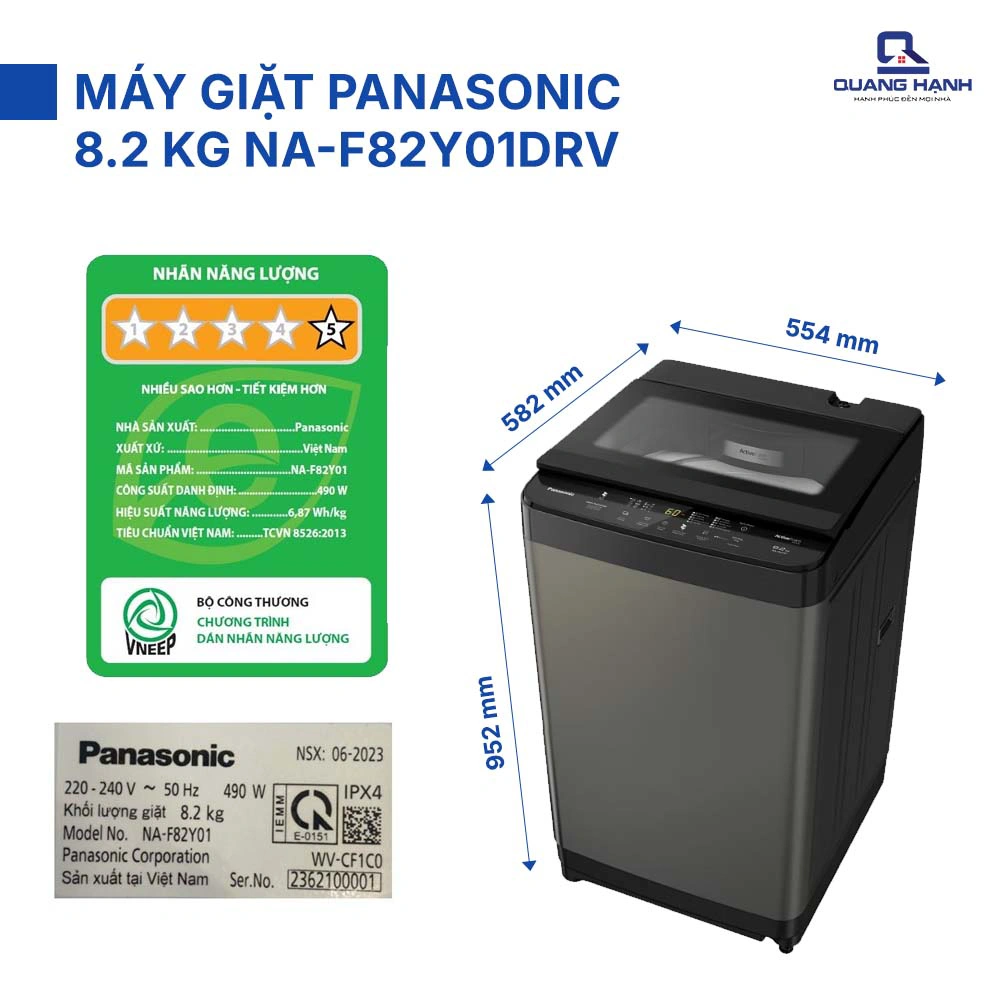Máy giặt Panasonic 8.2 kg NA-F82Y01DRV QH242954 1