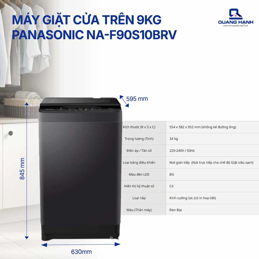 Máy giặt Panasonic 9 Kg lồng đứng NA-F90S10BRV QH242158 1