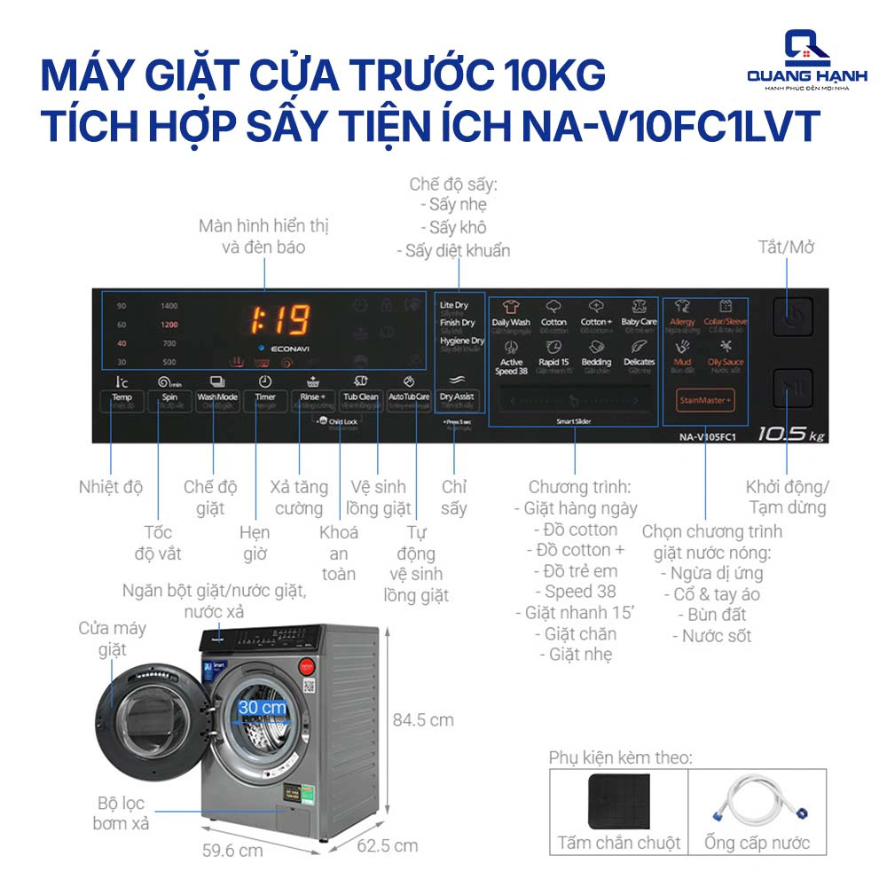 Máy giặt Panasonic Inverter 10 kg NA-V10FA1LVT QH242955 1
