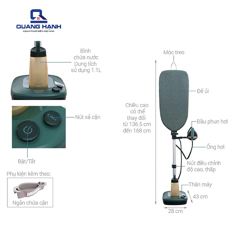 Bàn ủi hơi nước đứng Philips AIS6020/70 1800W QH243657 1