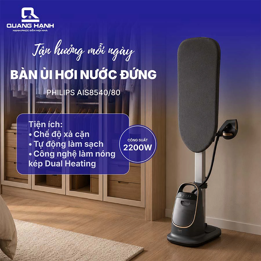 Bàn ủi hơi nước đứng Philips AIS8540/80 2200W QH243658 2