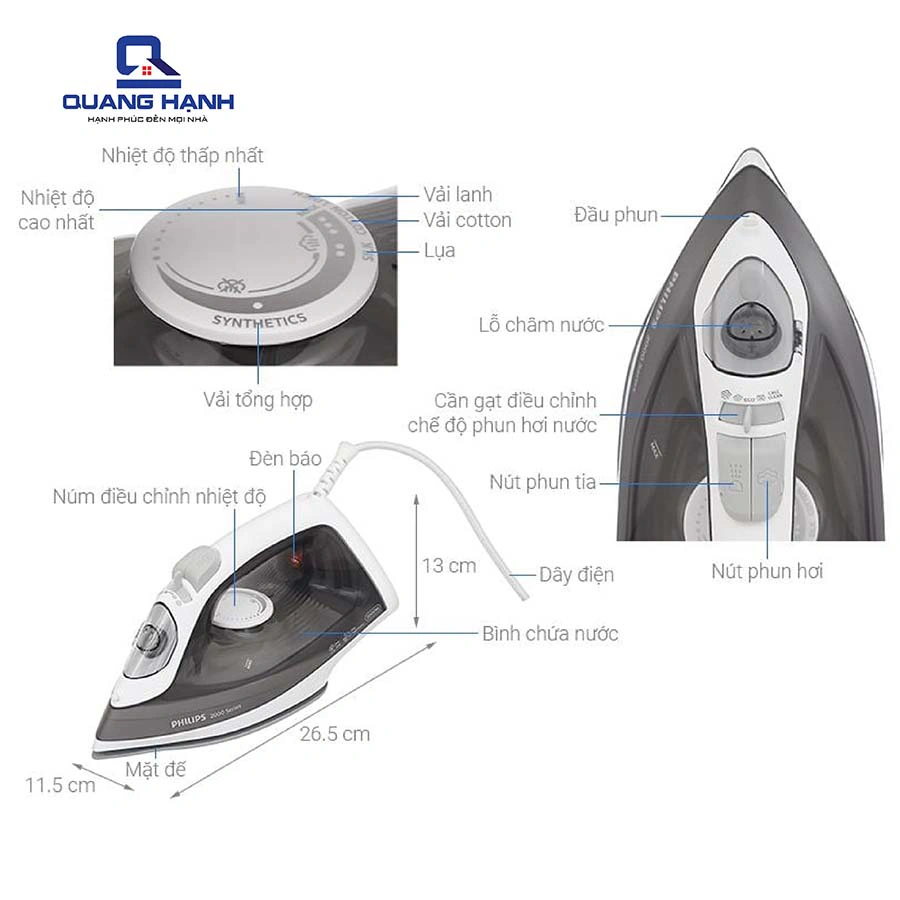 Bàn ủi hơi nước Philips DST2020/80 2000W QH245136 1
