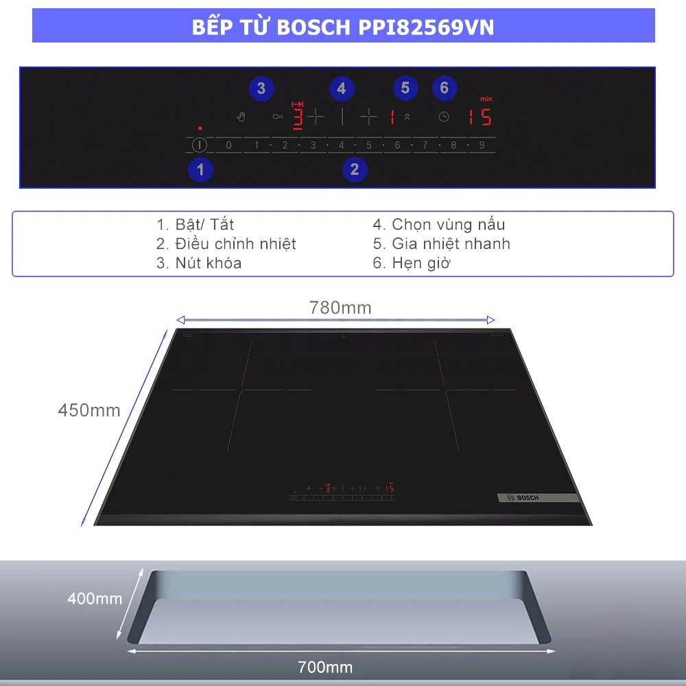 Bếp từ đôi Bosch PPI82569VN 3500W QH246647 1
