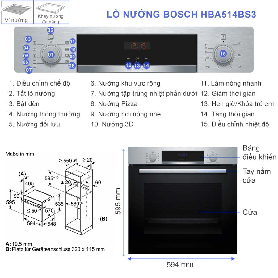 Lò nướng âm tủ Bosch HBA514BS3  QH246984 1