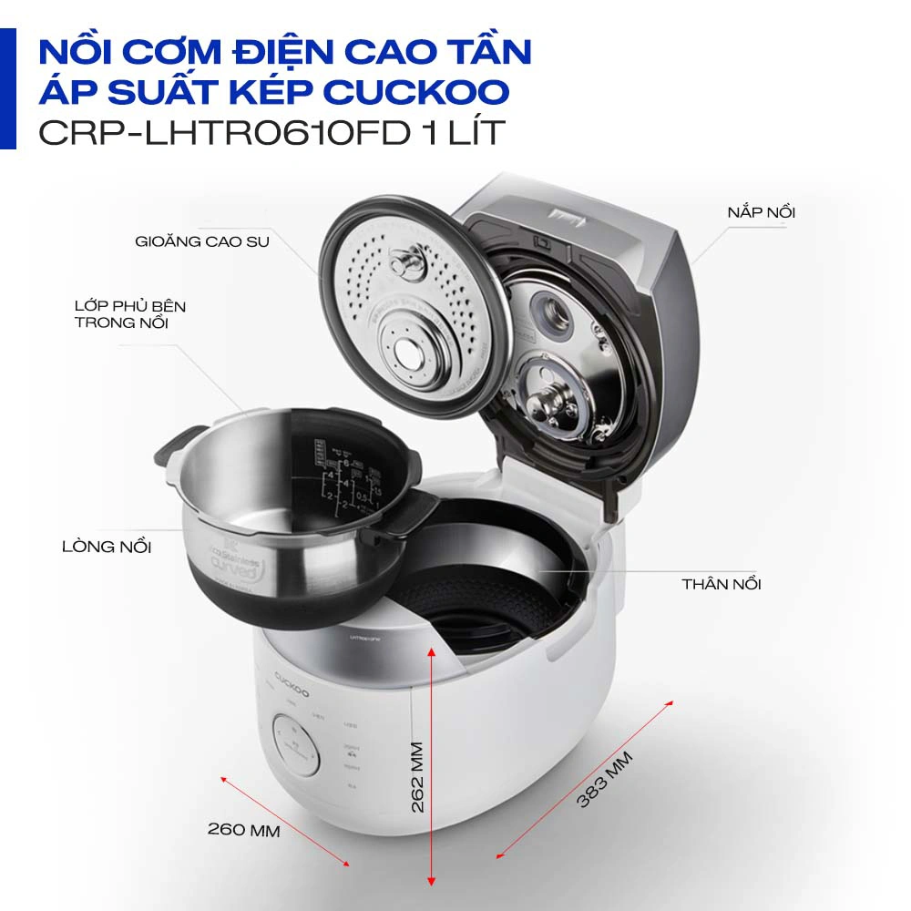 Nồi cơm điện cao tần áp suất kép Cuckoo CRP-LHTR0610FD 1.08 lít QH246834 1