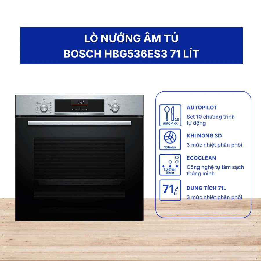 Lò nướng âm tủ Bosch HBG536ES3 71 lít QH247167 2
