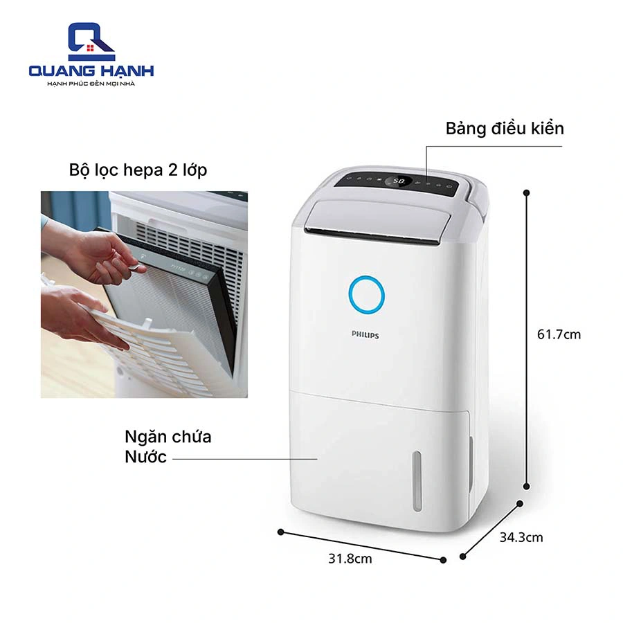 Máy hút ẩm Philips DE5305/11 hút ẩm 26.5 lít/ngày QH246778 1