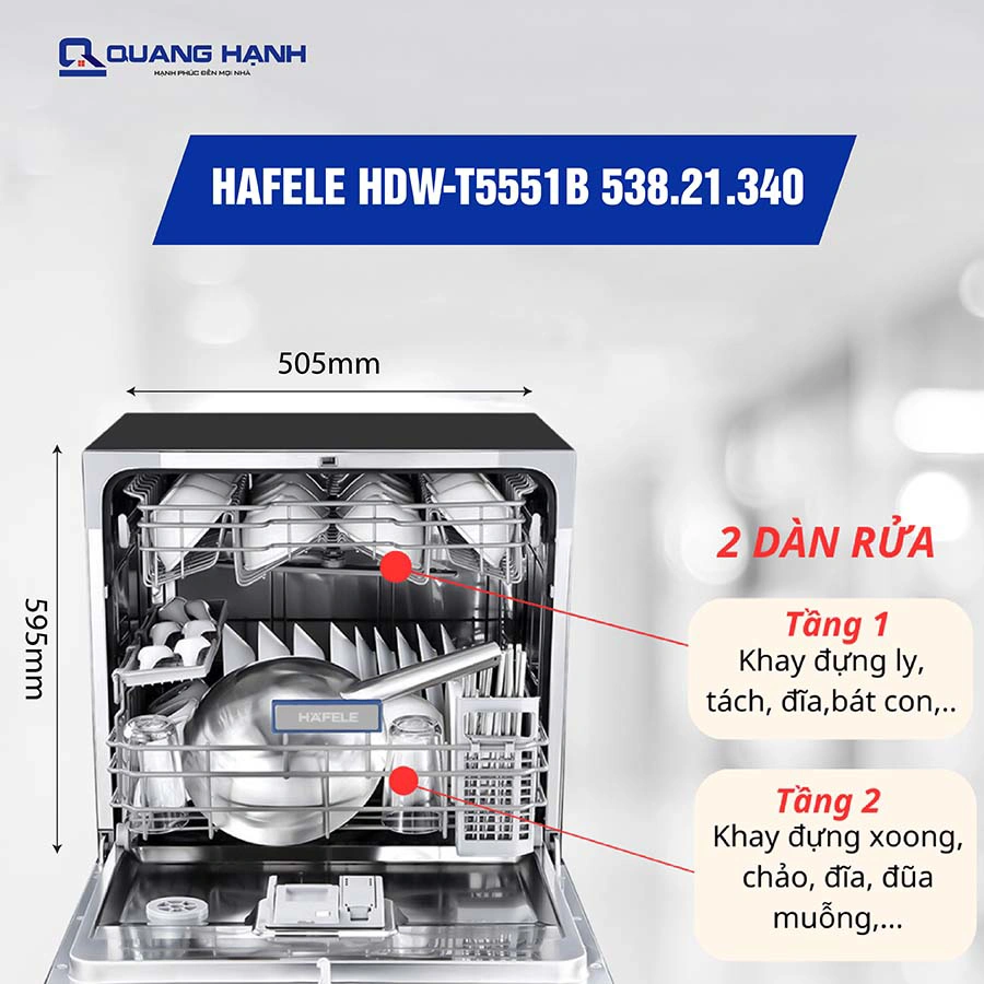 Máy rửa bát 10 bộ Hafele HDW-T5551B 538.21.340 QH241240 1