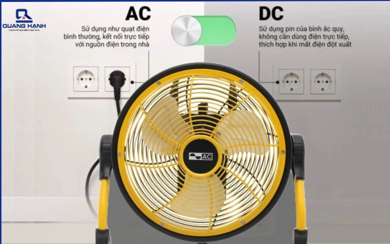Nên sạc quạt tích điện để chế độ AC hay DC