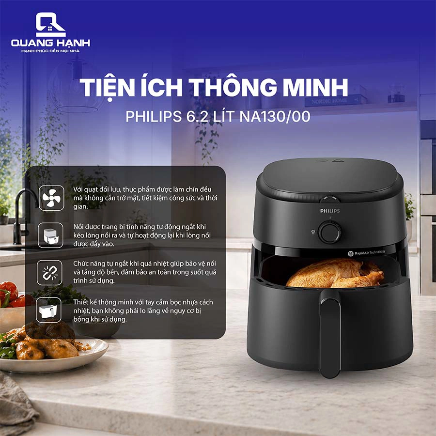Nồi chiên không dầu Philips 6.2 lít NA130/00 QH243671 5