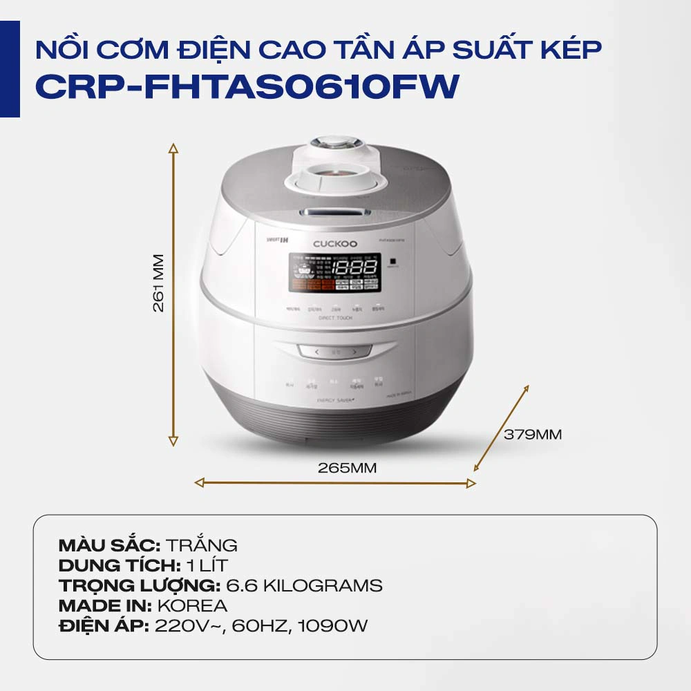 Nồi cơm điện Cuckoo CRP-FHTAS0610FW 1.08 lít QH247421 1