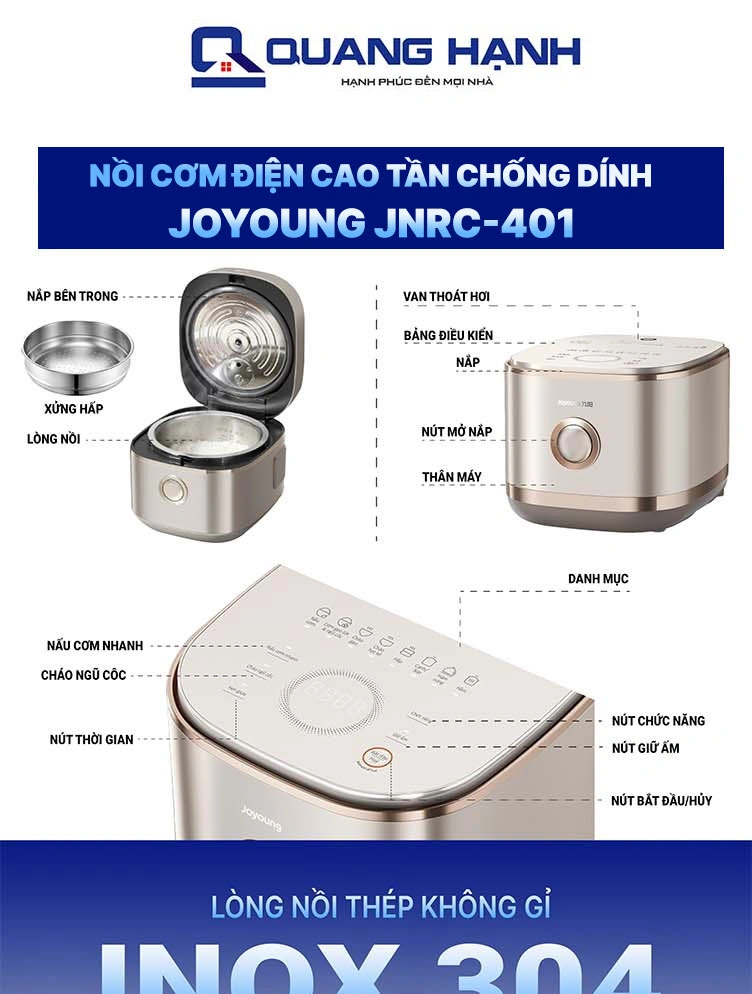 Nồi cơm điện cao tần chống dính tự nhiên Joyoung JNRC-401 QH246612 1