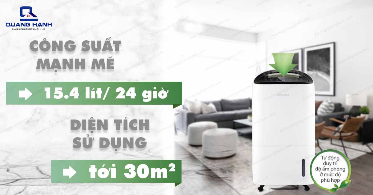 Máy hút ẩm không khí Coway AD-1615A đến từ Hàn Quốc có công suất mạnh mẽ và diện tích sử dụng rộng tới 30m2