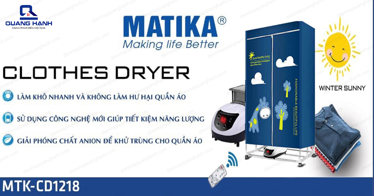Tủ sấy quần áo Makita MTK-CD1218 có công suất mạnh mẽ làm khô nhanh và không gây hư hại quần áo.
