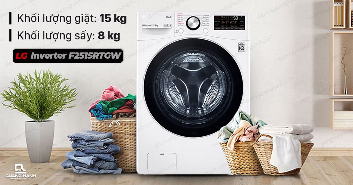 Máy giặt sấy LG Inverter 15 kg F2515RTGW