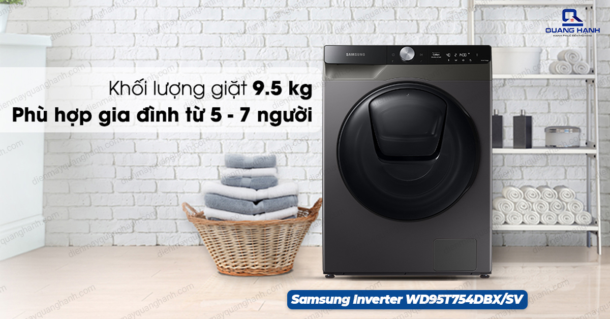 Máy giặt sấy Samsung Inverter 9.5 kg WD95T754DBX/SV