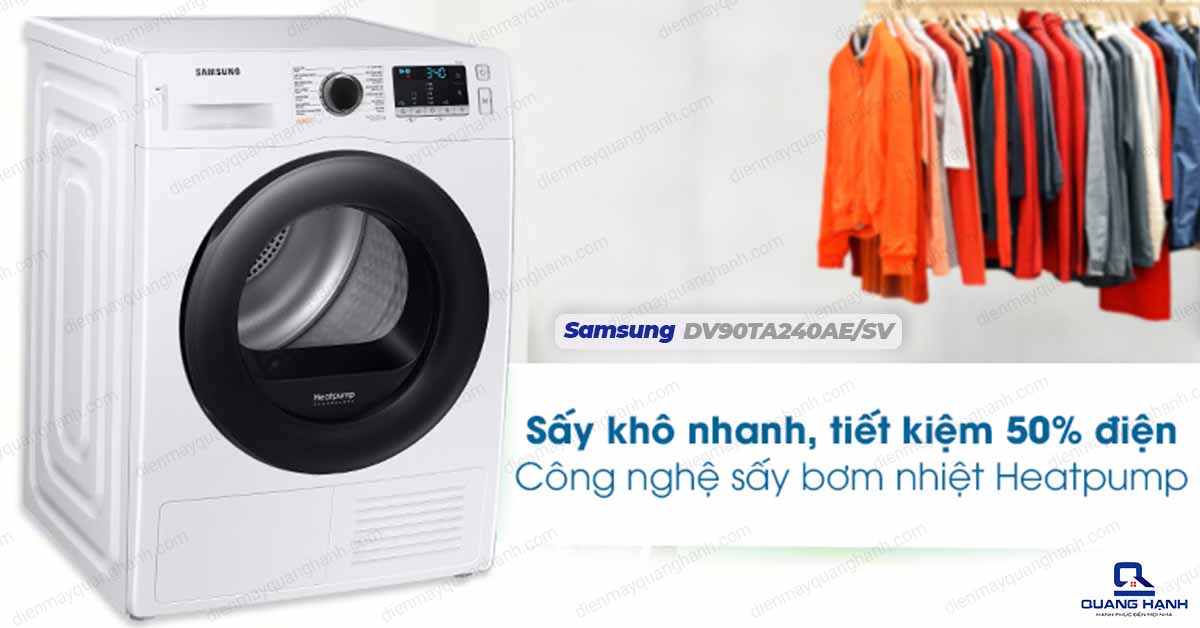 Máy sấy bơm nhiệt Samsung 9 kg DV90TA240AE/SV