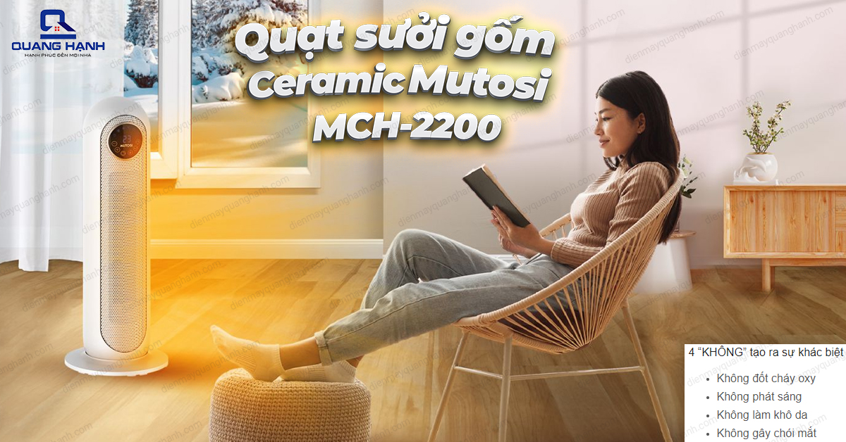 Quạt sưởi gốm Ceramic Mutosi MCH-2200