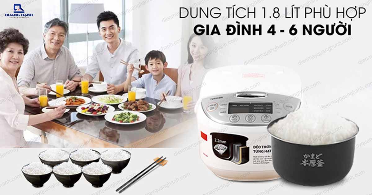 Nồi cơm điện tử Toshiba 1.8 lít RC-18DH2PV(W)