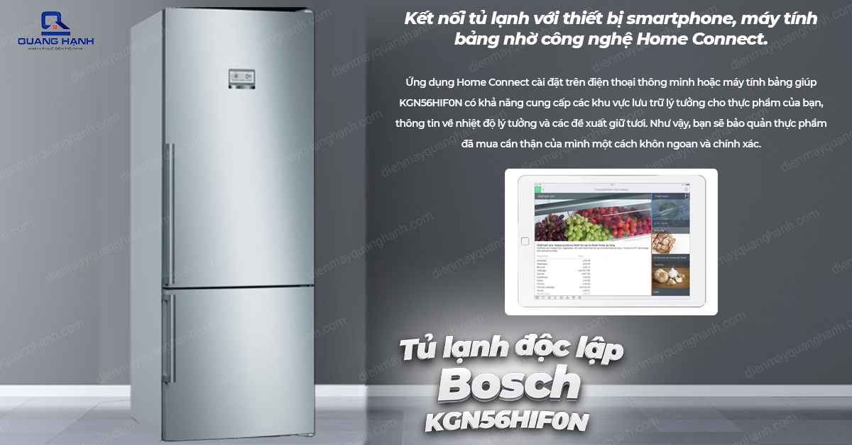 Tủ lạnh độc lập có ngăn đá dưới Bosch KGN56HIF0N