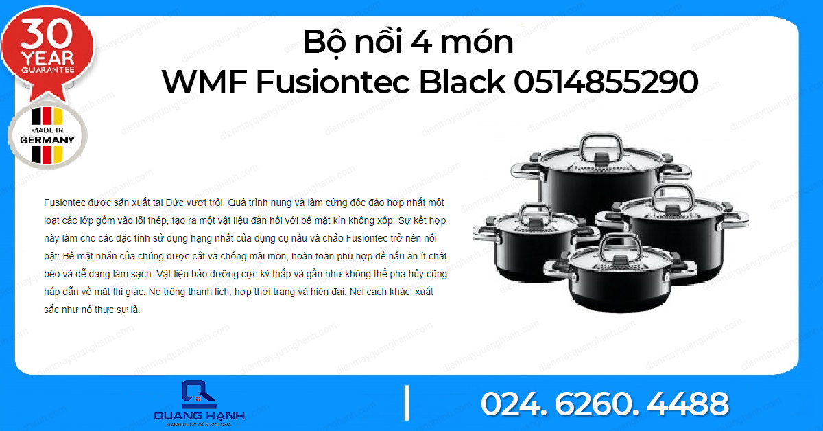 Bộ nồi 4 món WMF Fusiontec Black 0514855290