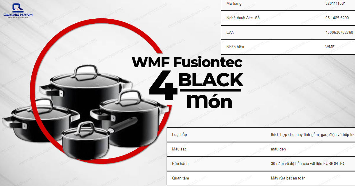 Bộ nồi 4 món WMF Fusiontec Black 0514855290
