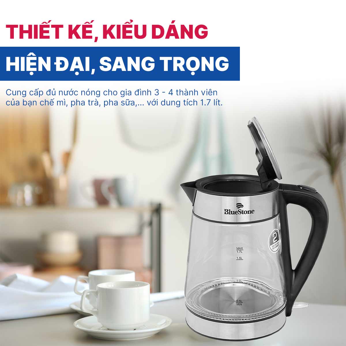 Bình đun siêu tốc Bluestone 1.7 lít KTB-3426