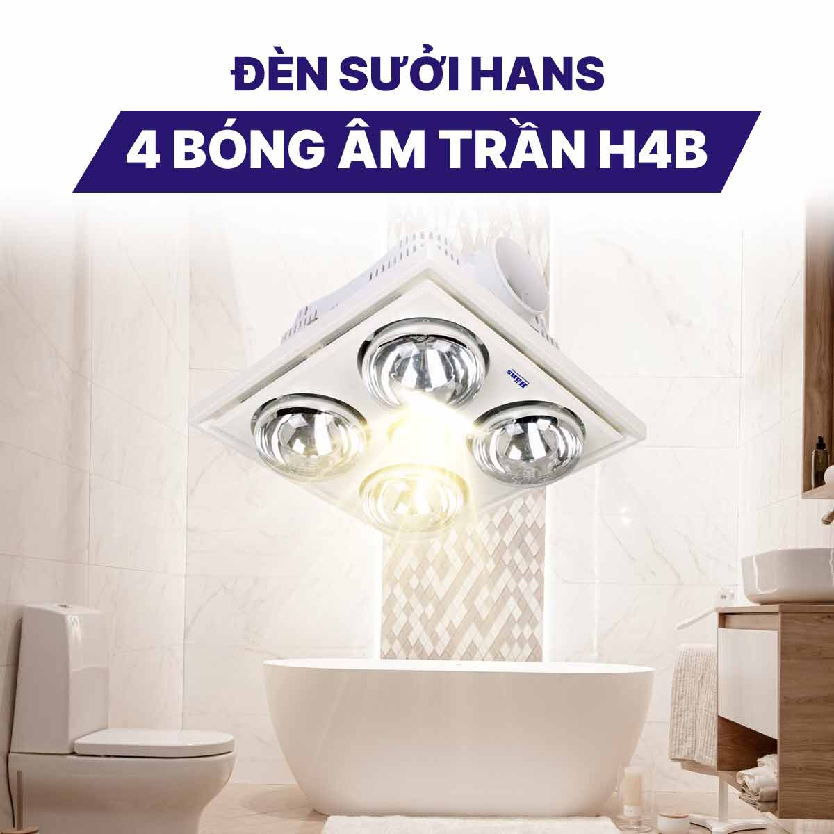 Đèn sưởi Hans 4 bóng âm trần H4B