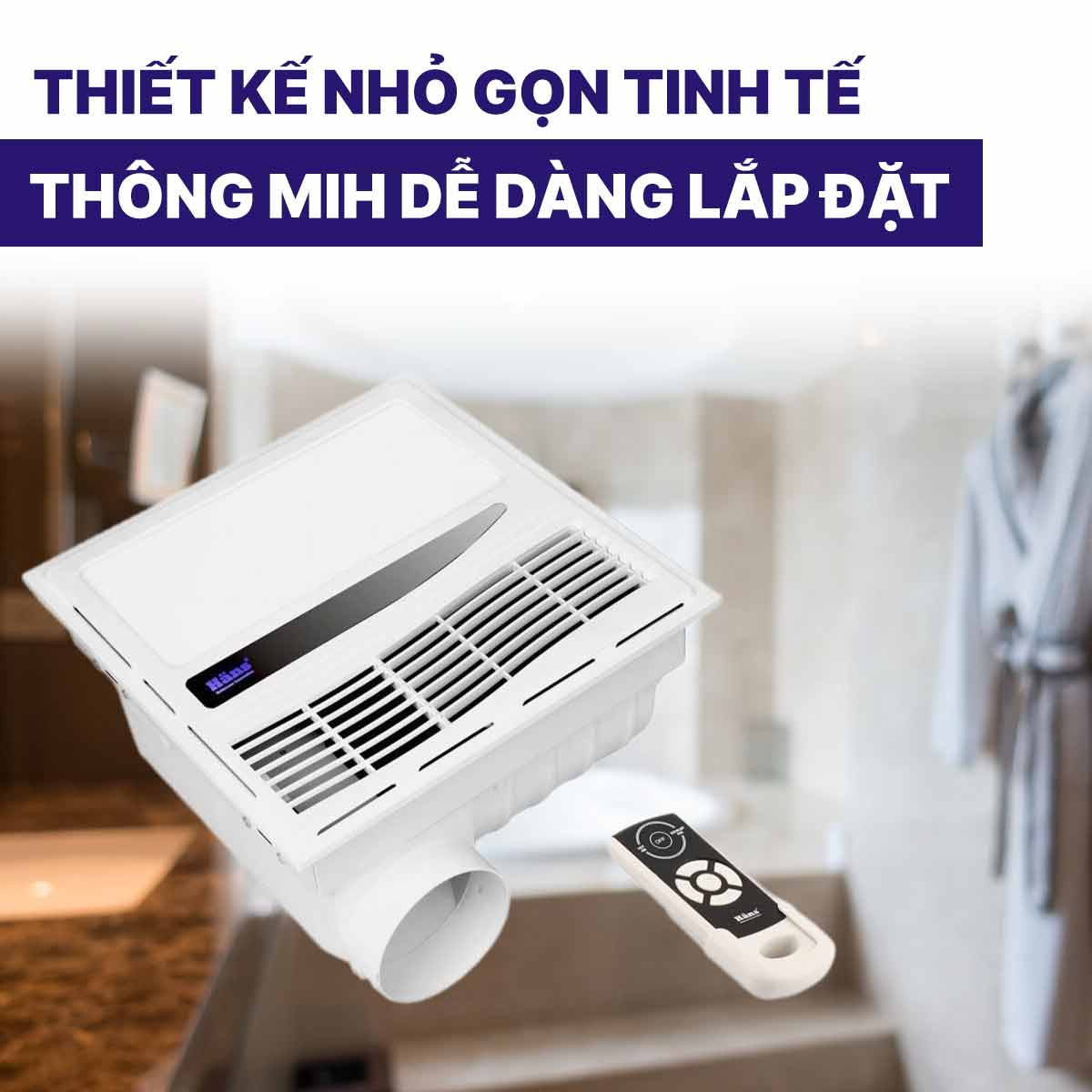 Quạt sưởi âm trần Hans HA-R có điều khiển từ xa