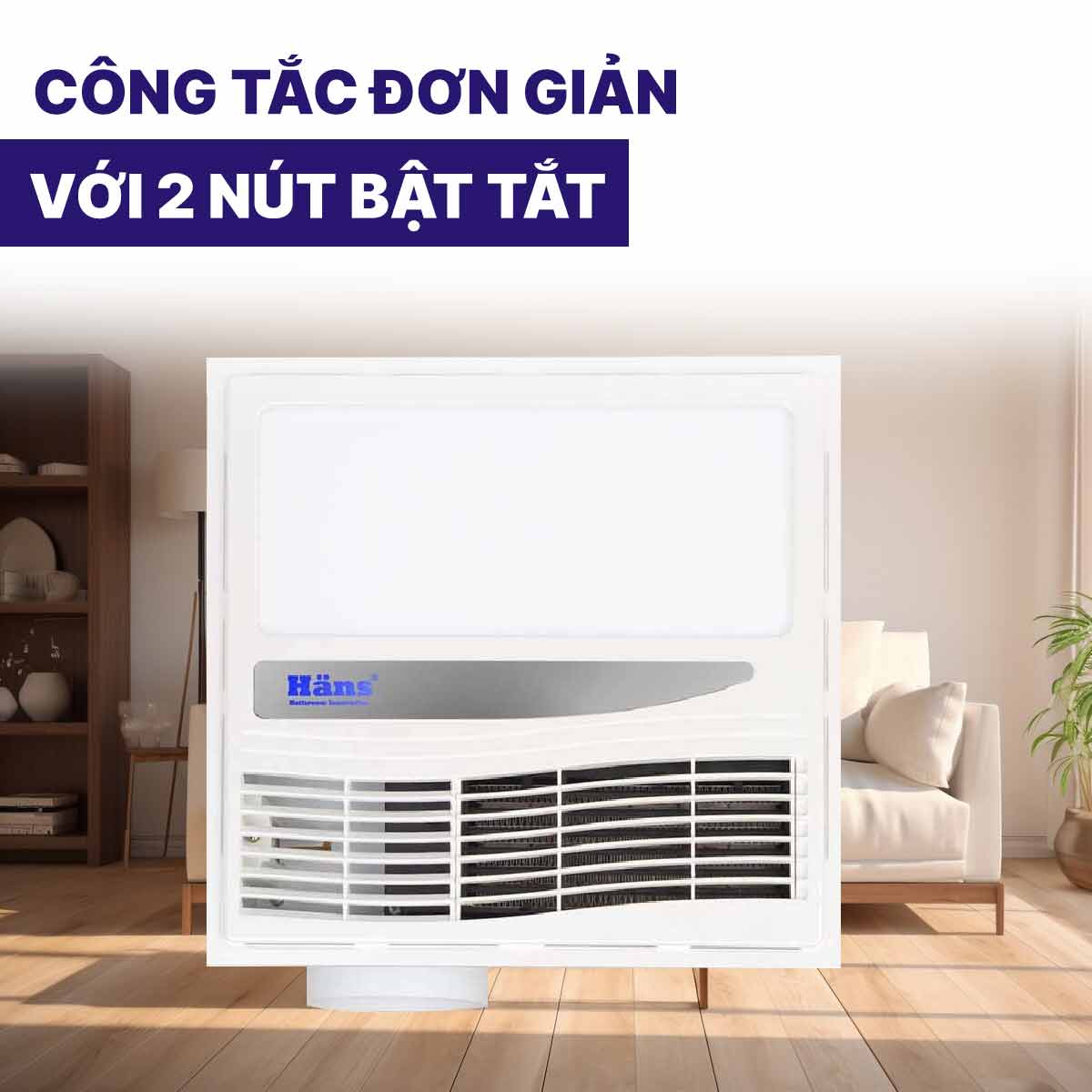 Quạt sưởi âm trần Hans HA-R có điều khiển từ xa