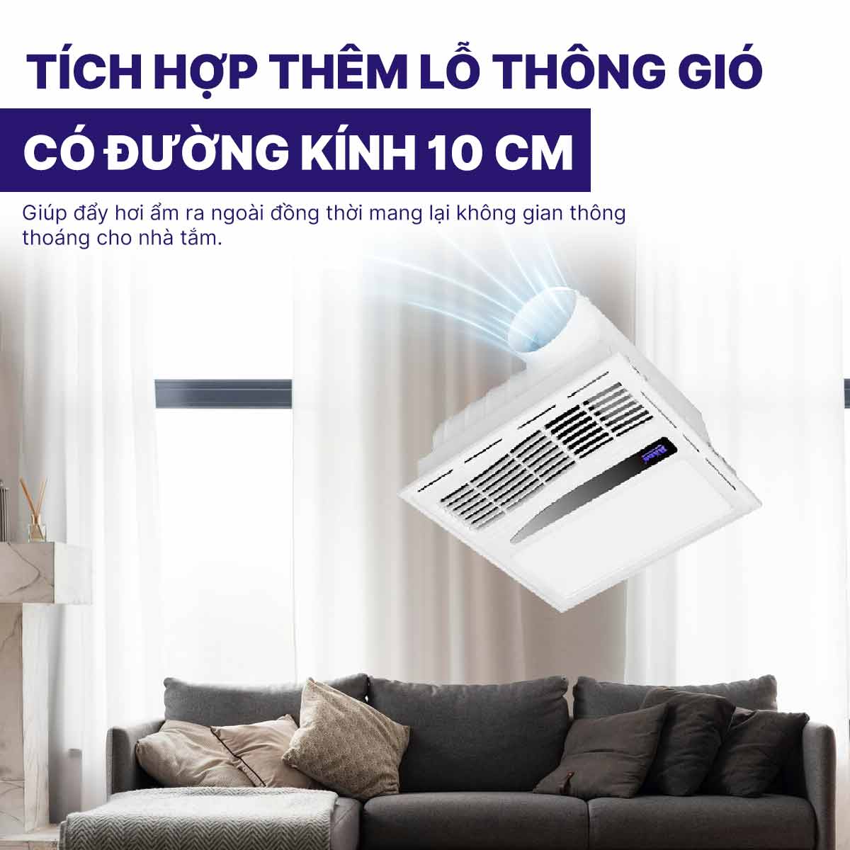 Quạt sưởi âm trần Hans HA-R có điều khiển từ xa