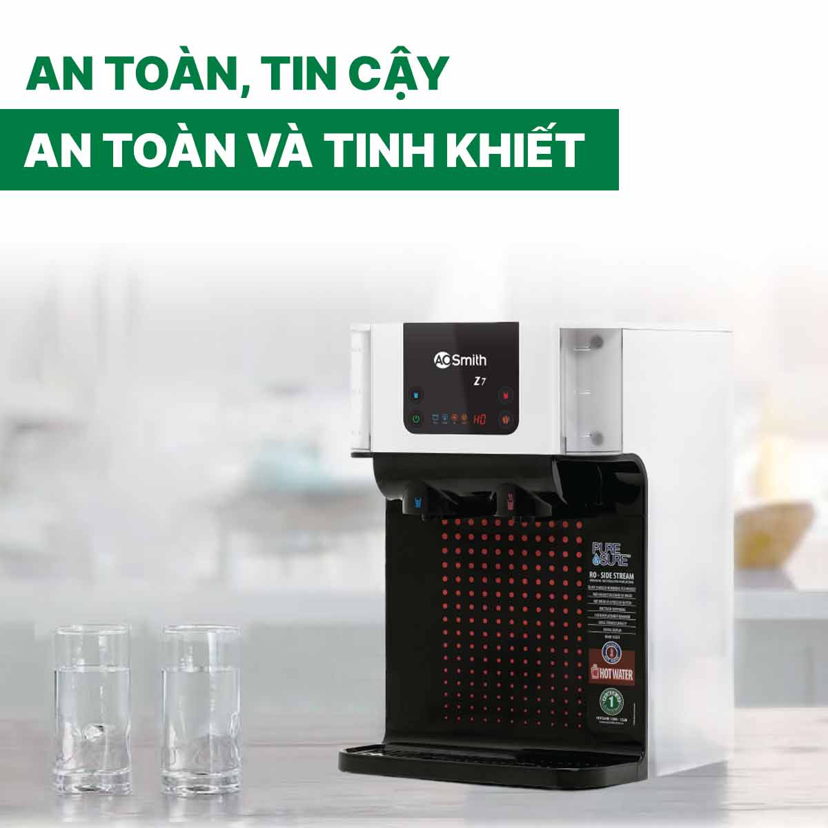Máy lọc nước A. O. Smith Z7 thiết kế gọn nhỏ, hiện đại