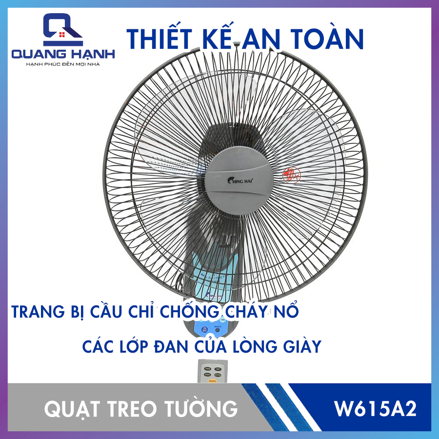 Quạt treo tường Chinghai W615A2 có điều khiển