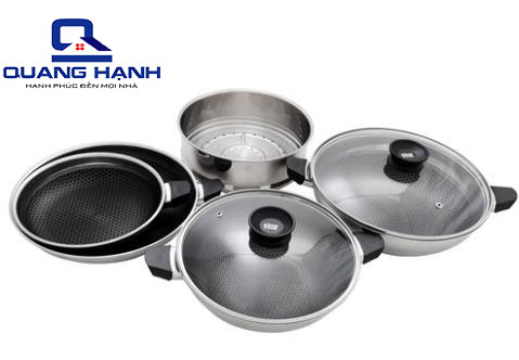 Bộ nồi chảo T&amp;K Blackcube Attractino F000016 QH7104