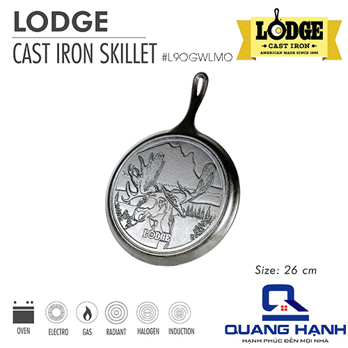 Chảo gang Lodge 26.67 cm đáy hình nai sừng tấm QH7141