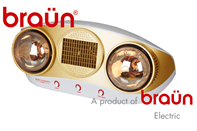 Đèn sưởi Braun 2 bóng vàng  thổi gió nóng BU16