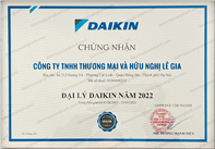 Chứng nhận nhà phân phối chính hãng DAIKIN năm 2022