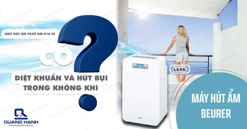 Máy hút ẩm Beurer LE 40 trang bị công nghệ hút ẩm tự động, diệt và làm sạch khuẩn bụi trong không khí.