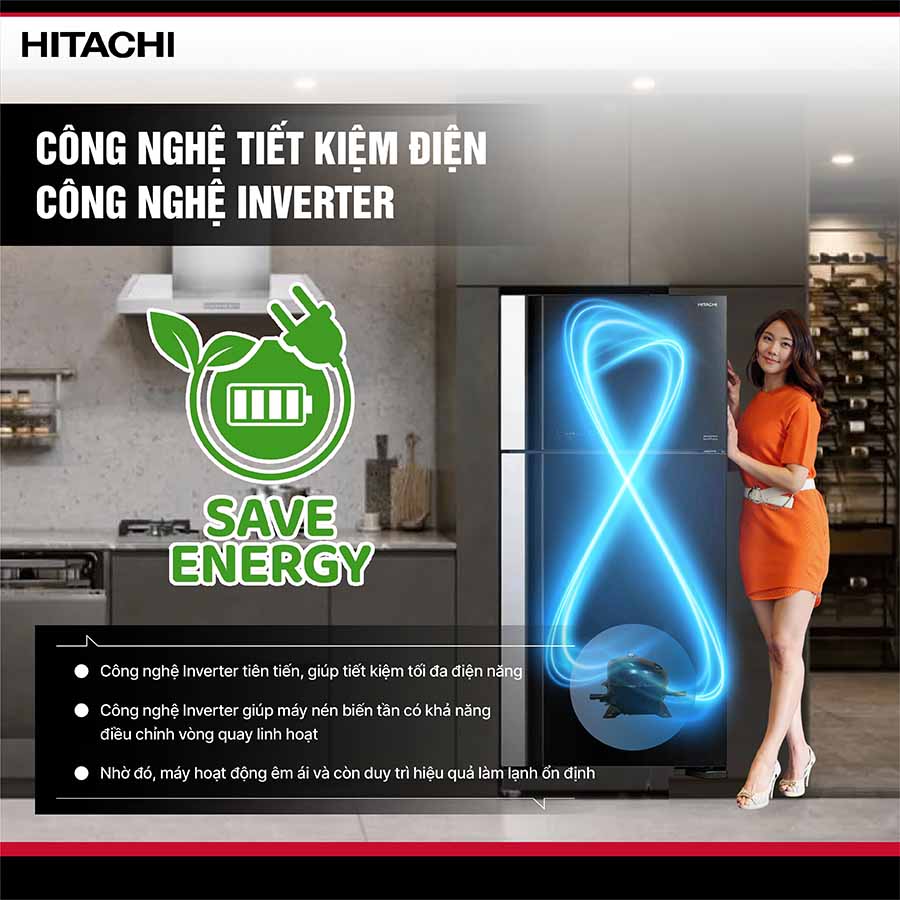 Tủ lạnh Hitachi Inverter 550 lít R-FG690PGV7X GBK