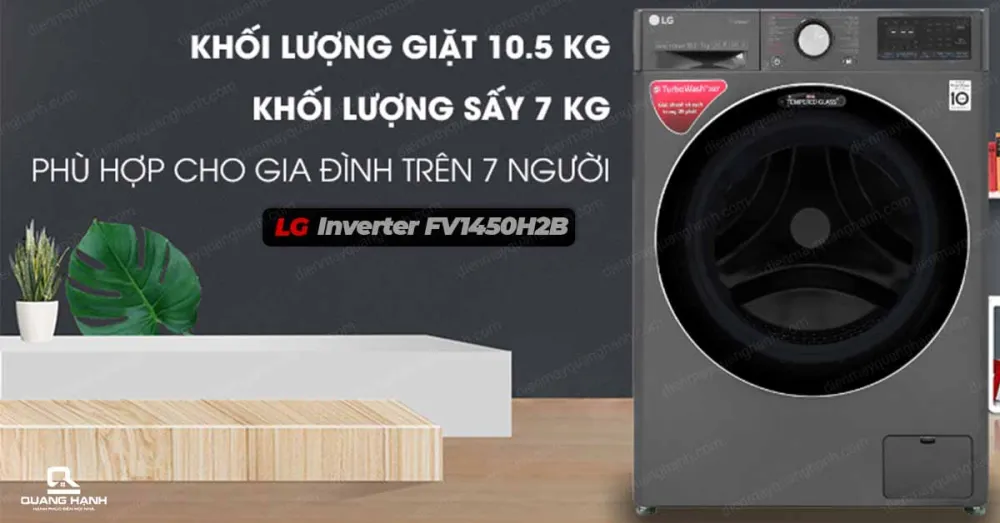 Máy giặt sấy LG Inverter 10.5 kg FV1450H2B
