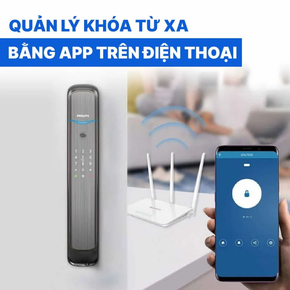 Khóa cửa vân tay cao cấp Philips DDL702E-5HWS