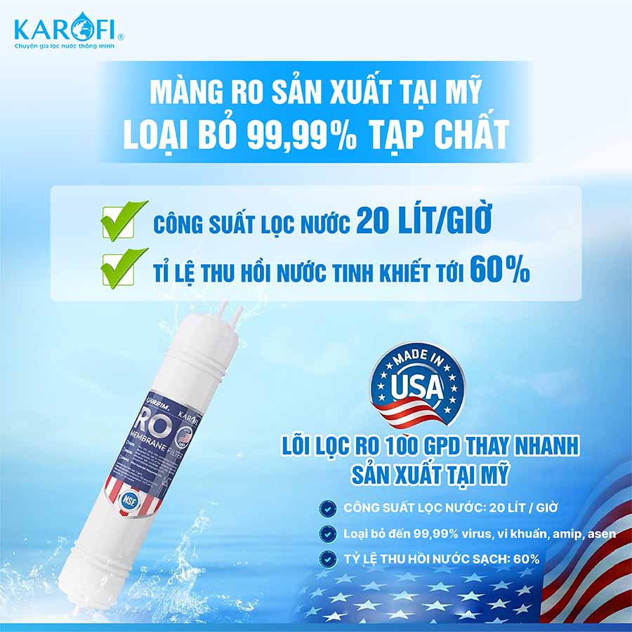 Máy lọc nước RO Karofi KAQ-U98 Pro