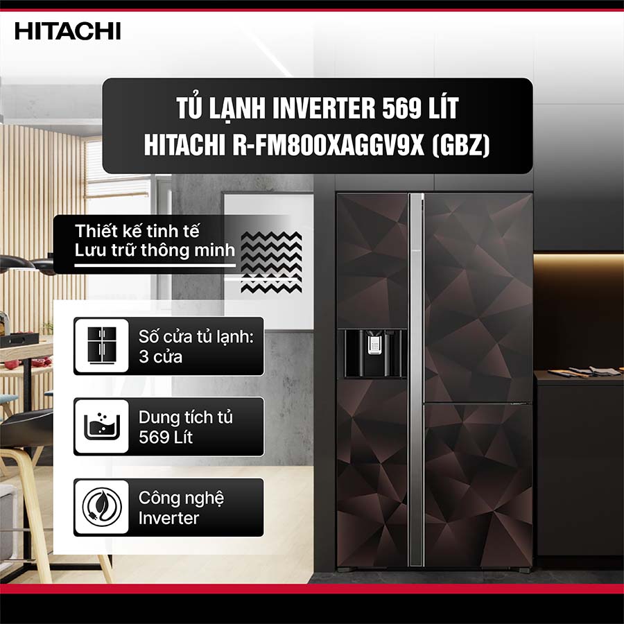 Tủ lạnh Hitachi Inverter R-FM800XAGGV9X GBZ
