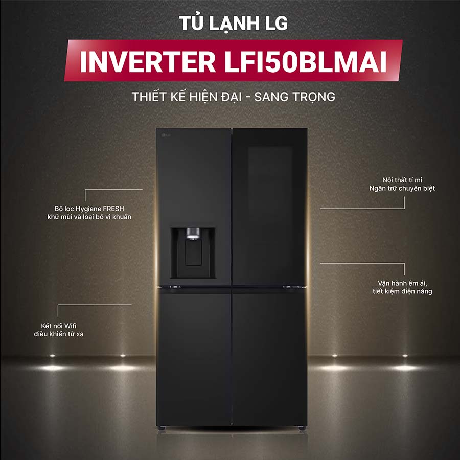 Tủ lạnh LG Inverter 508 lít LFI50BLMAI