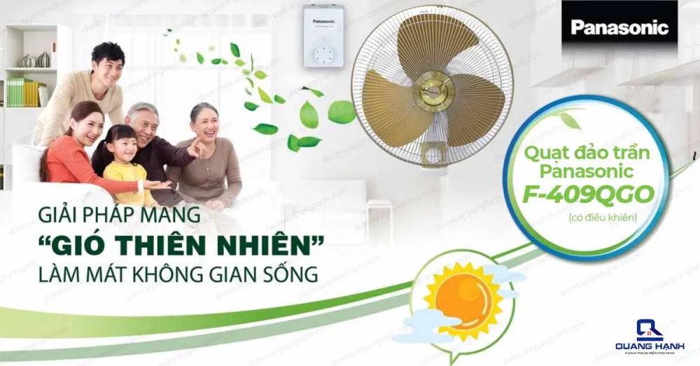Quạt đảo trần Panasonic F-409QGO có điều khiển
