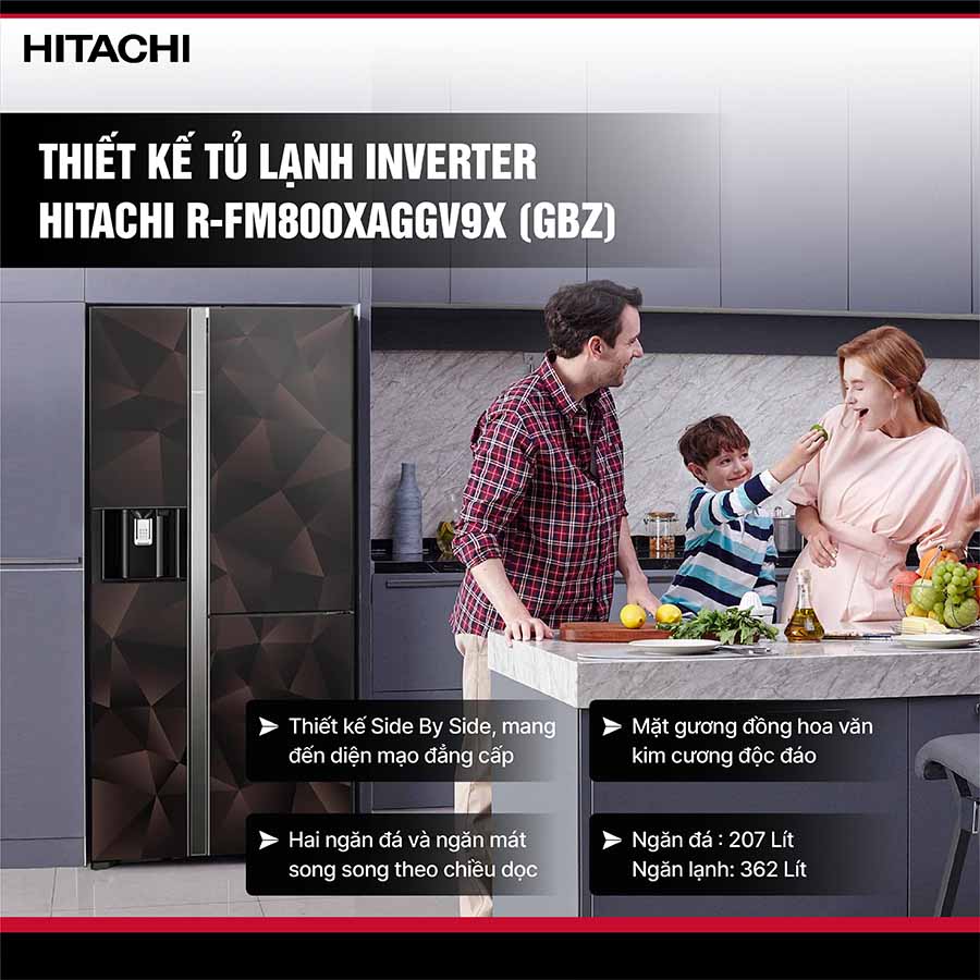 Tủ lạnh Hitachi Inverter R-FM800XAGGV9X GBZ